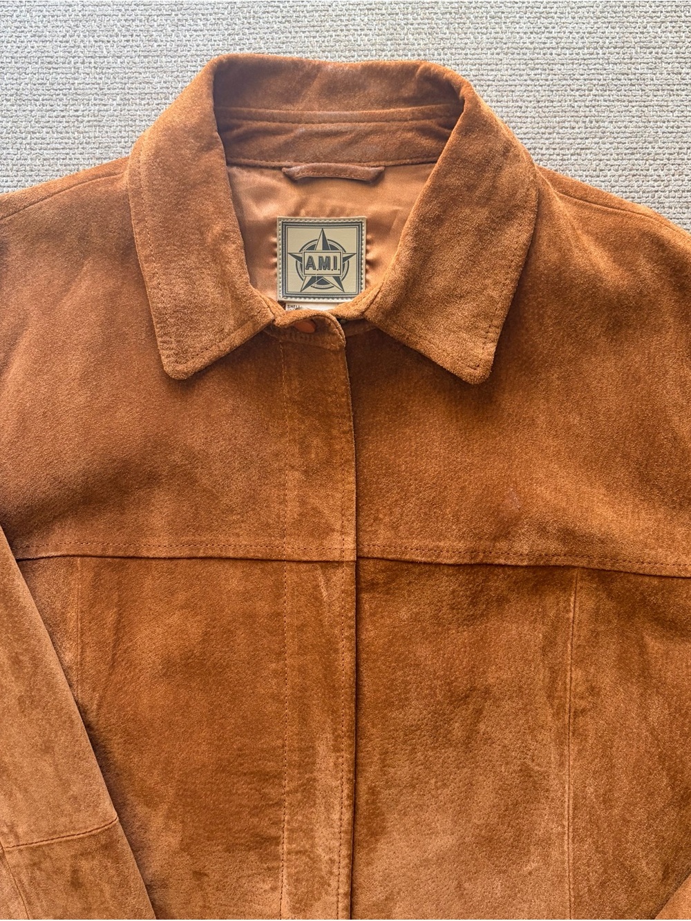 100% Suede Jacket in Cognac Brown